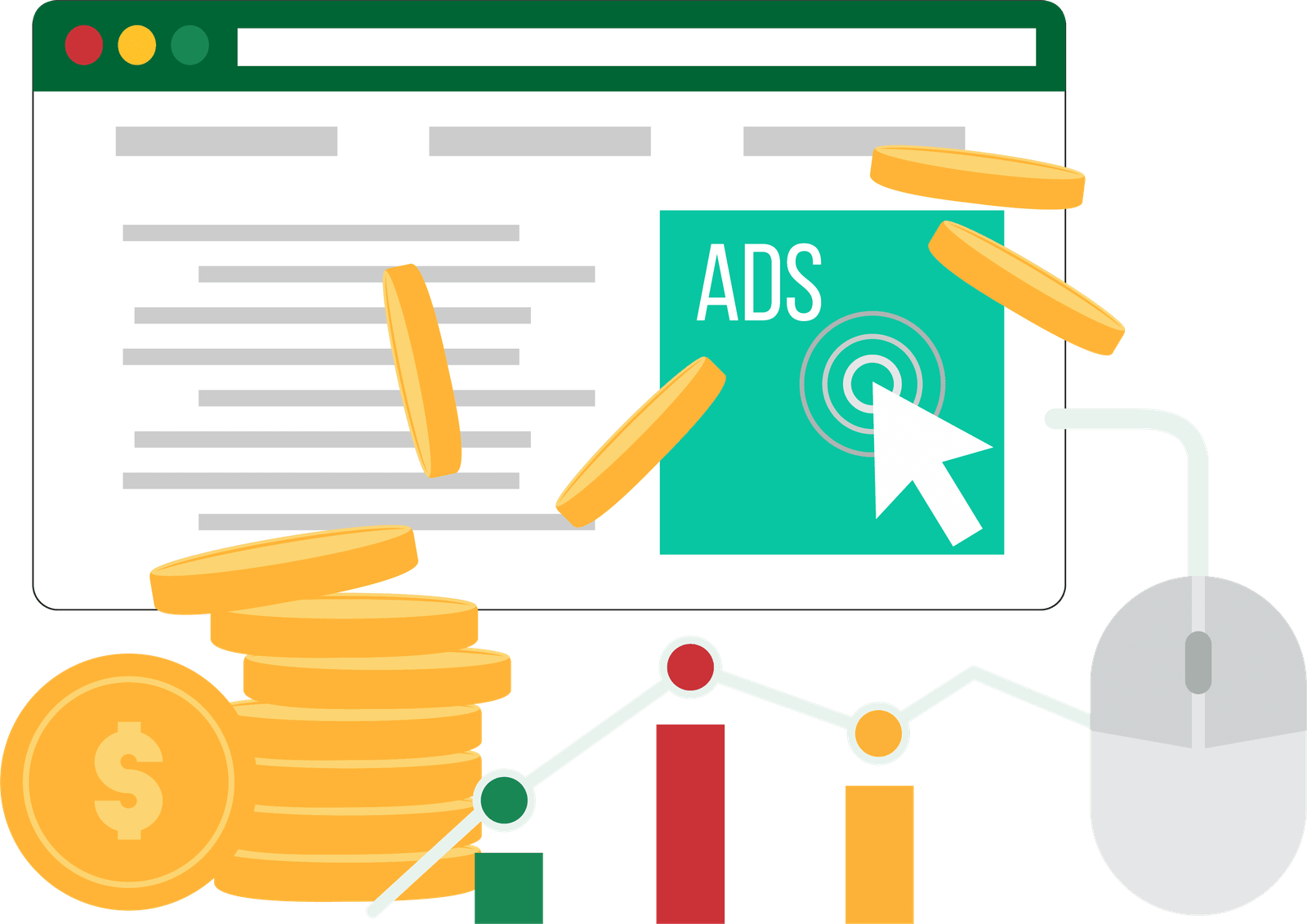 PPC services dashboard with growth charts and ad clicks, highlighting GroxDigital’s expertise, personal service, clear communication, and proven results.